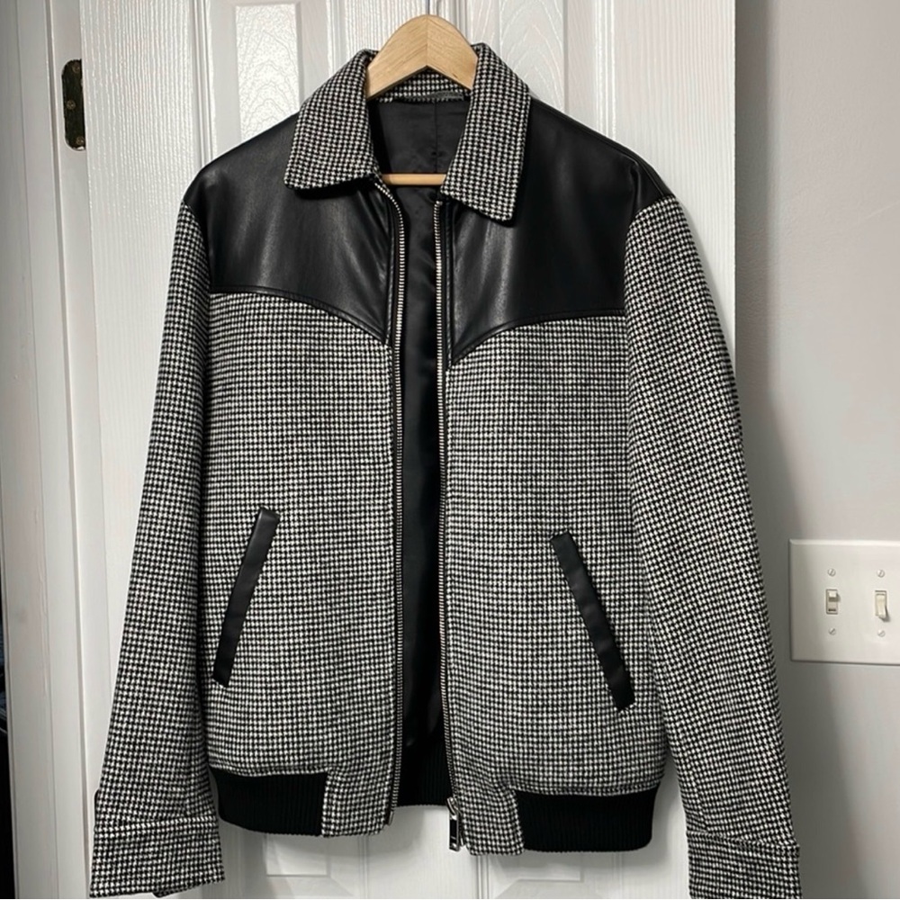 Zara Black and White Houndstooth Jacket